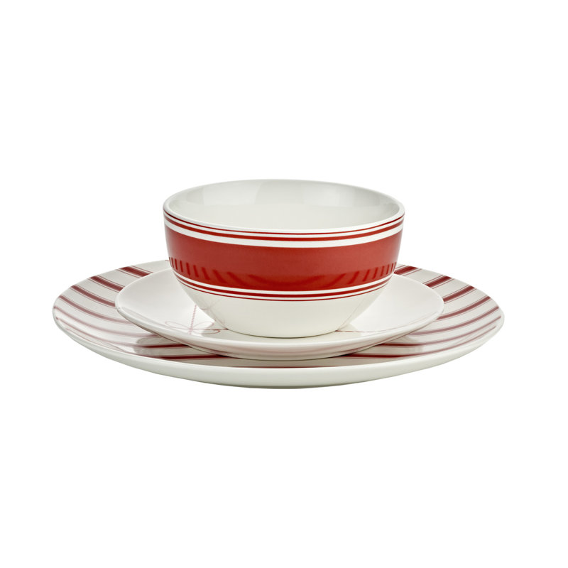 Red Ribbon 12 Piece Dinnerware Set, Service for 4 & Reviews Birch Lane